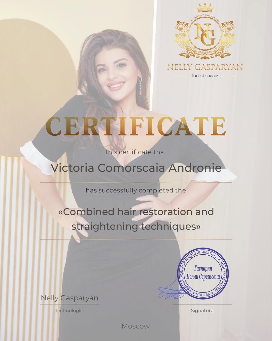 Certificato 1 — formazione professionale Victoria's Hair Spa